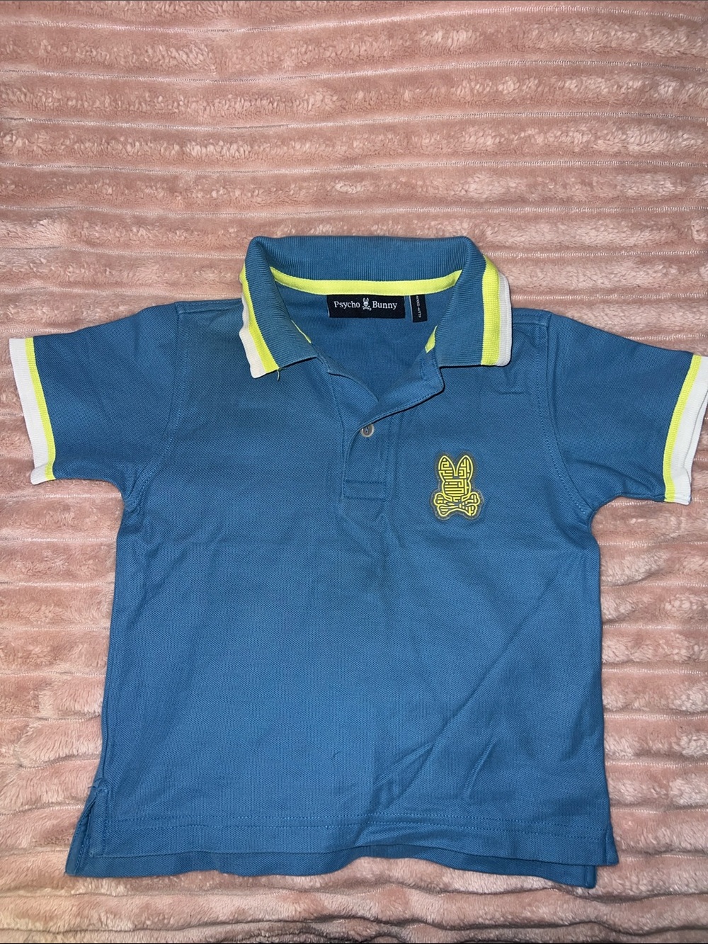 Psycho Bunny Blue Polo with Yellow Trim
